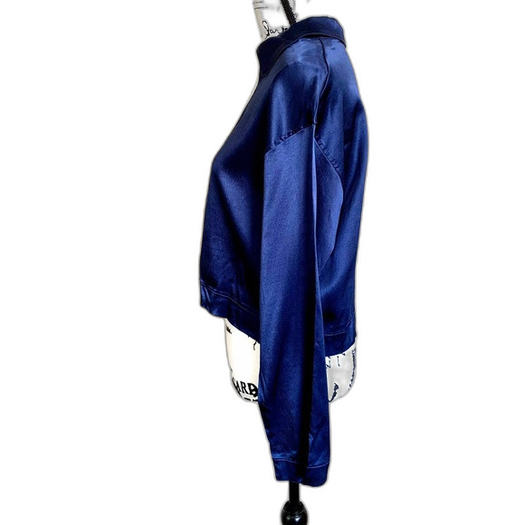 ZARA blue jogger jacket Satin effect zipper lightweight tracksuit jacket size S - Picture 11 of 13